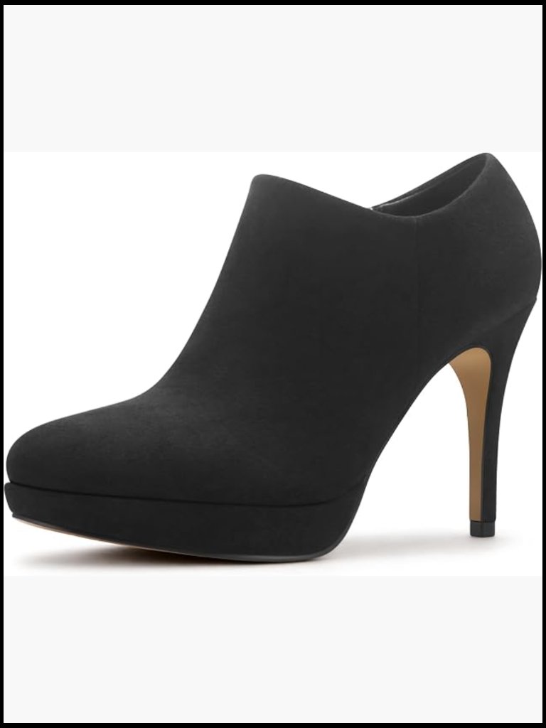 Platform Stiletto Ankle Booties High Heel Dress Shoes Zip Closure Rhinestones